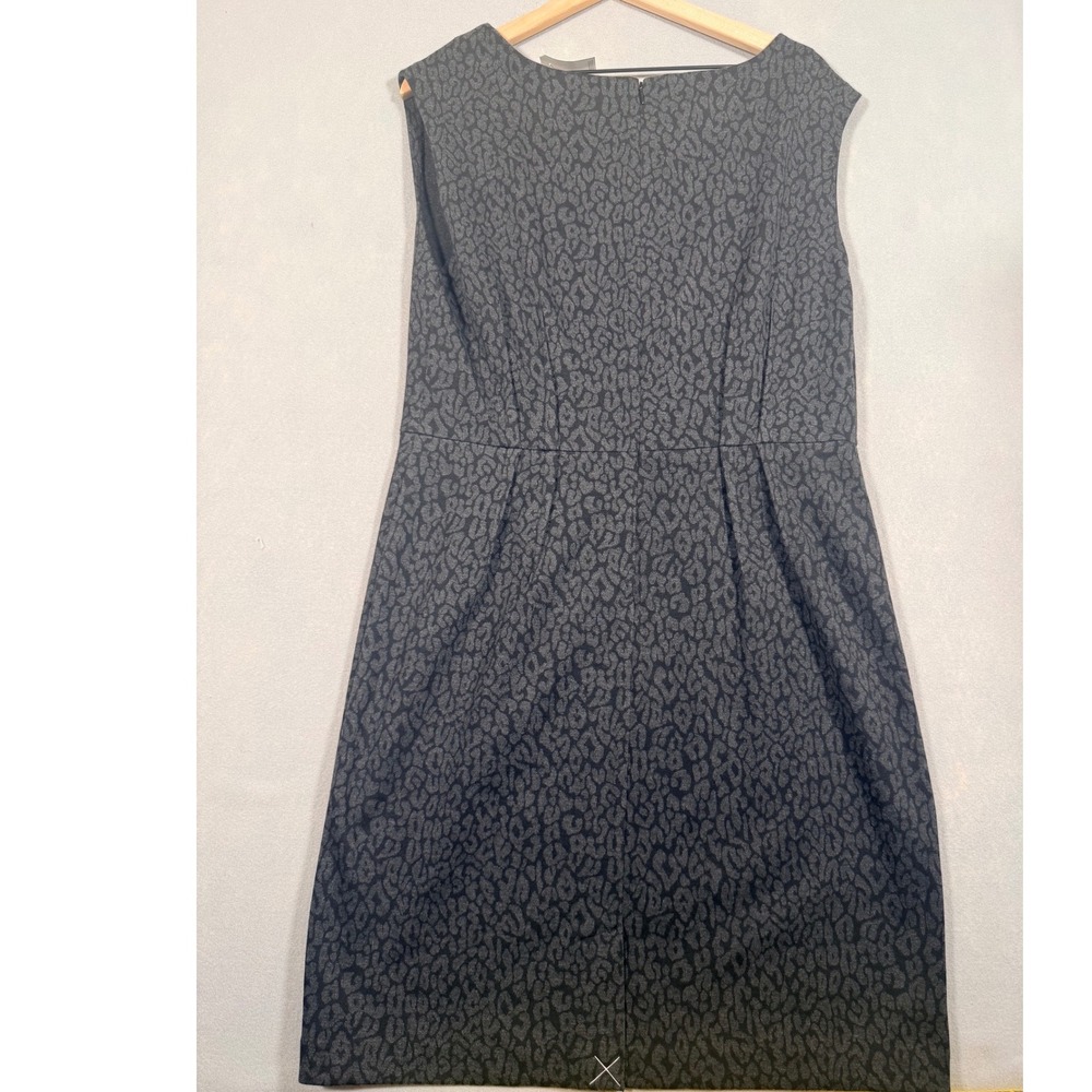 Ann Taylor LOFT Womens 16 Gray Black‎ Leopard Print Sleeveless Sheath Dress